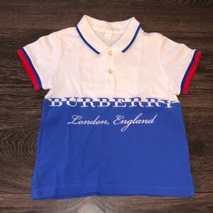 Burberry Kids Polo in Blue, White, and Red